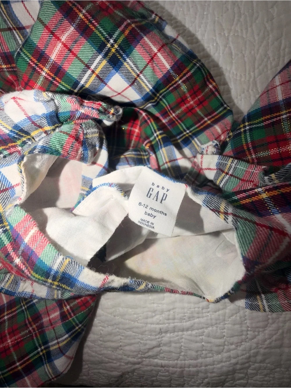 Baby GAP Plaid Tartan Ruffle Collar Dress Girls Toddler Size 6-12 Months